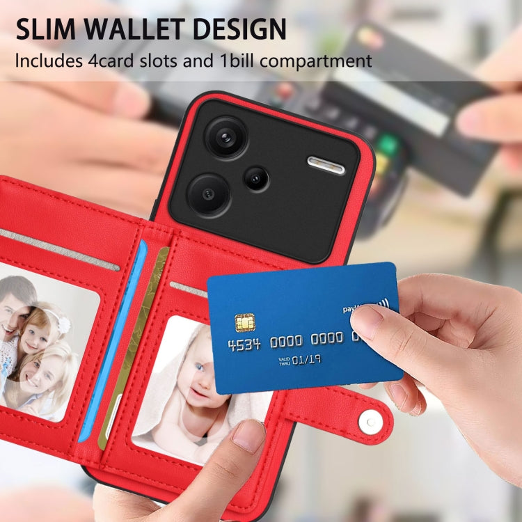 For Redmi Note 13 Pro+ Button Card Bag RFID Anti-theft Phone Case