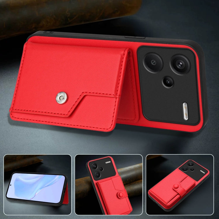 For Redmi Note 13 Pro+ Button Card Bag RFID Anti-theft Phone Case
