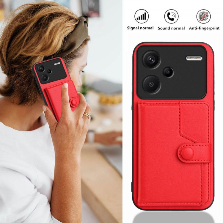 For Redmi Note 13 Pro+ Button Card Bag RFID Anti-theft Phone Case