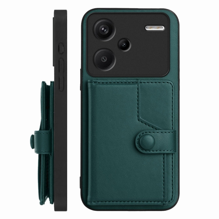 For Redmi Note 13 Pro+ Button Card Bag RFID Anti-theft Phone Case
