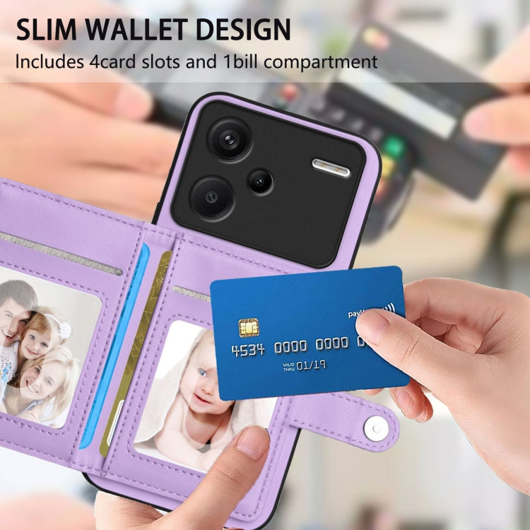For Redmi Note 13 Pro+ Button Card Bag RFID Anti-theft Phone Case