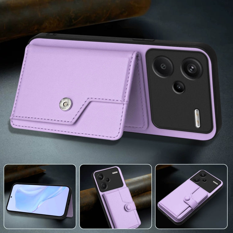 For Redmi Note 13 Pro+ Button Card Bag RFID Anti-theft Phone Case