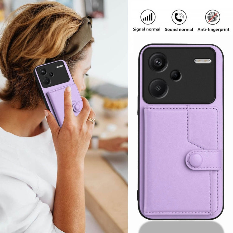 For Redmi Note 13 Pro+ Button Card Bag RFID Anti-theft Phone Case