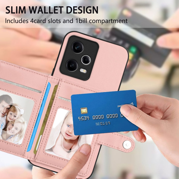For Redmi Note 12 Pro 5G Global Button Card Bag RFID Anti-theft Phone Case