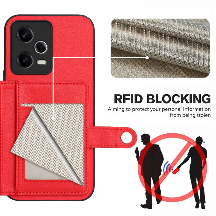 For Redmi Note 12 Pro 5G Global Button Card Bag RFID Anti-theft Phone Case