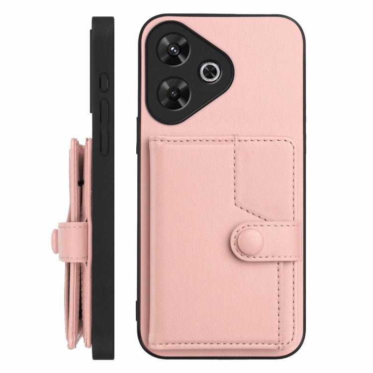 For Redmi Note 13R / 13 4G Button Card Bag RFID Anti-theft Phone Case