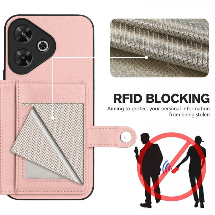 For Redmi Note 13R / 13 4G Button Card Bag RFID Anti-theft Phone Case