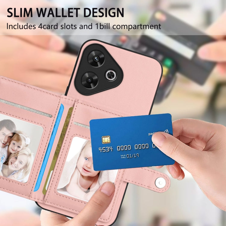 For Redmi Note 13R / 13 4G Button Card Bag RFID Anti-theft Phone Case