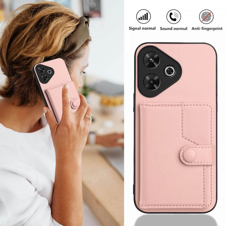 For Redmi Note 13R / 13 4G Button Card Bag RFID Anti-theft Phone Case