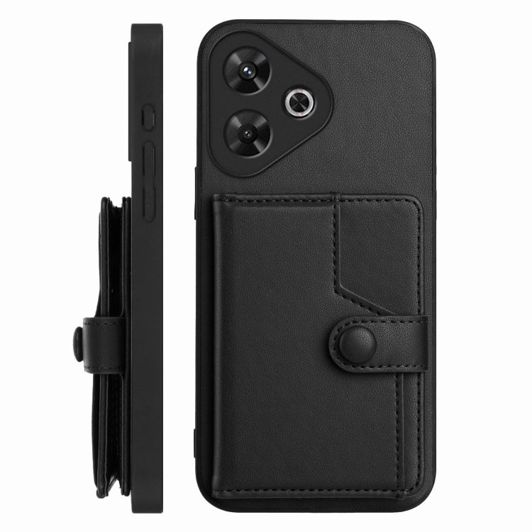 For Redmi Note 13R / 13 4G Button Card Bag RFID Anti-theft Phone Case