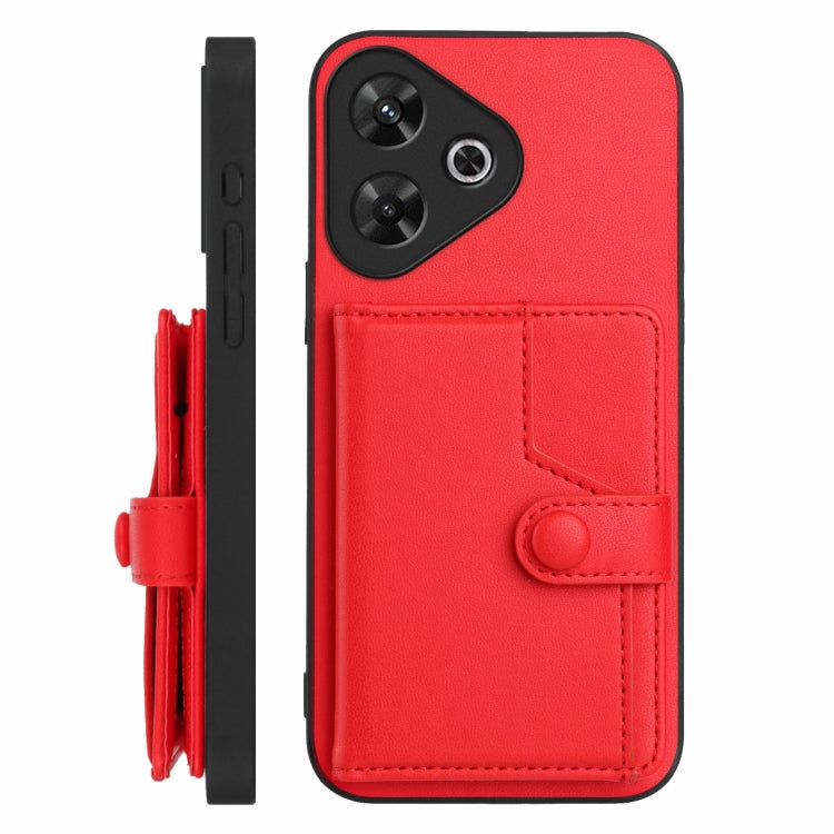 For Redmi Note 13R / 13 4G Button Card Bag RFID Anti-theft Phone Case