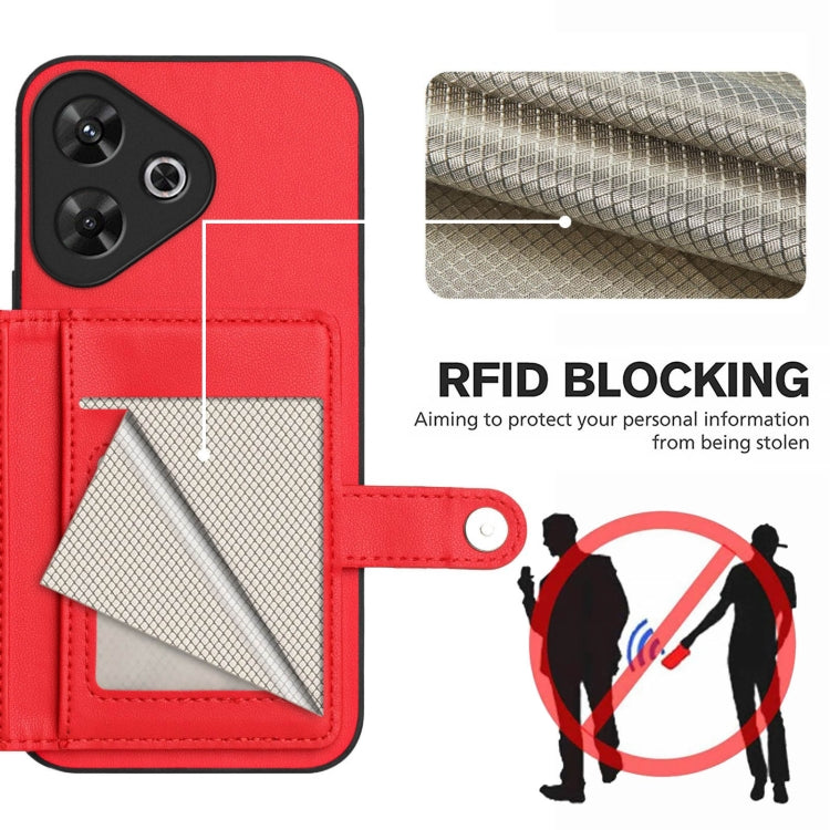 For Redmi Note 13R / 13 4G Button Card Bag RFID Anti-theft Phone Case