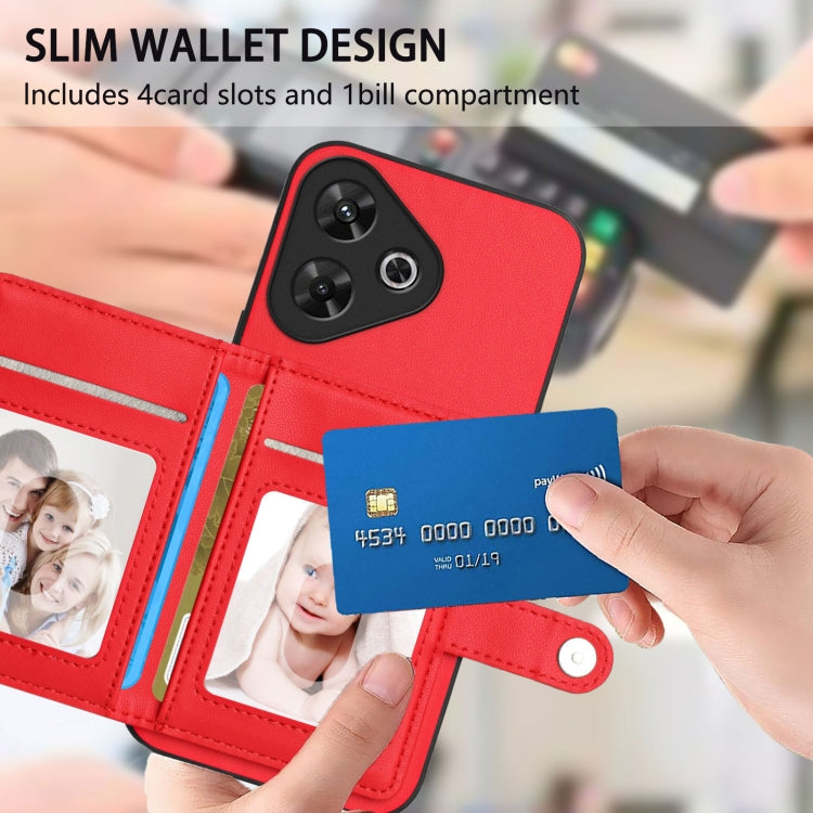 For Redmi Note 13R / 13 4G Button Card Bag RFID Anti-theft Phone Case