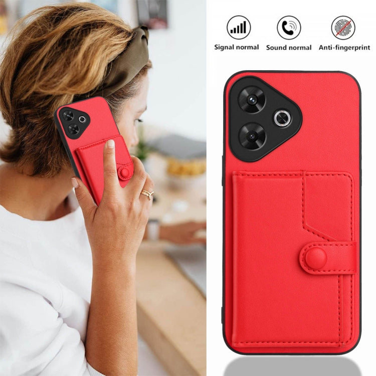 For Redmi Note 13R / 13 4G Button Card Bag RFID Anti-theft Phone Case