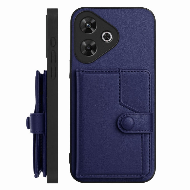 For Redmi Note 13R / 13 4G Button Card Bag RFID Anti-theft Phone Case