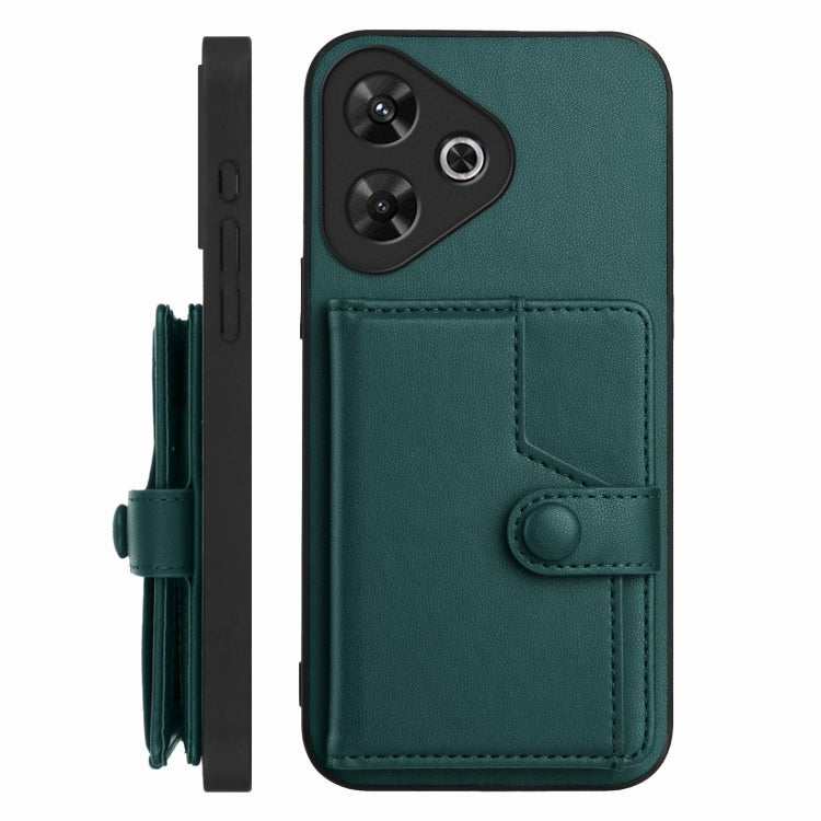 For Redmi Note 13R / 13 4G Button Card Bag RFID Anti-theft Phone Case