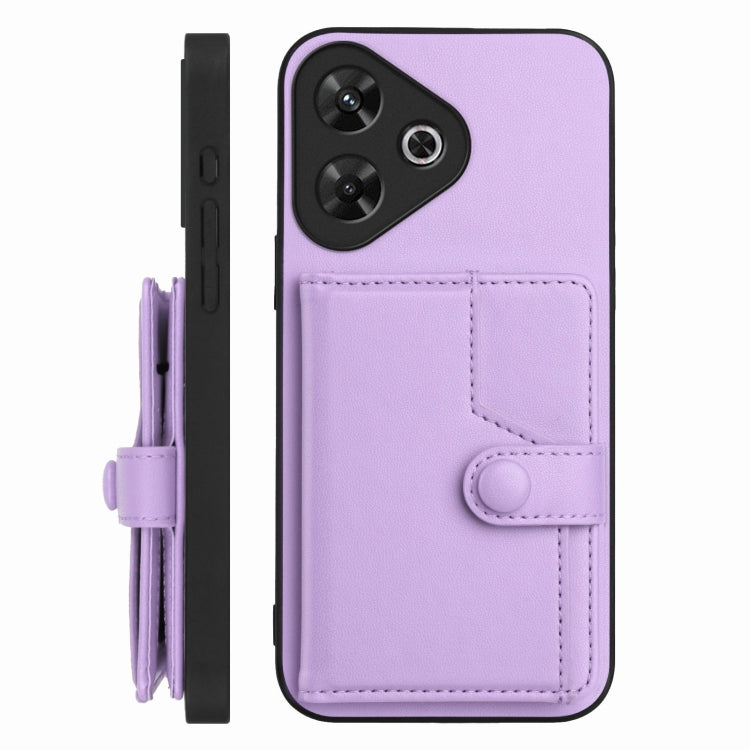 For Redmi Note 13R / 13 4G Button Card Bag RFID Anti-theft Phone Case