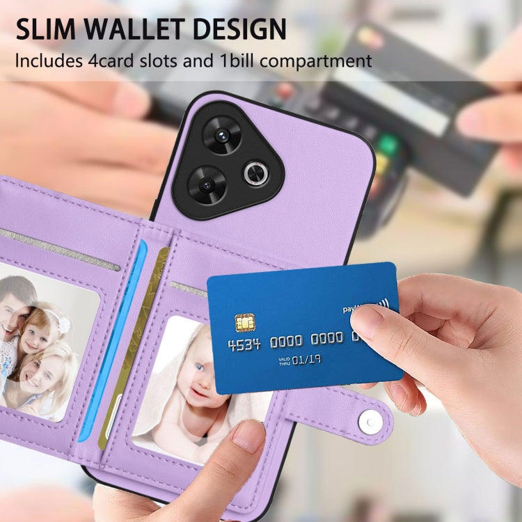 For Redmi Note 13R / 13 4G Button Card Bag RFID Anti-theft Phone Case