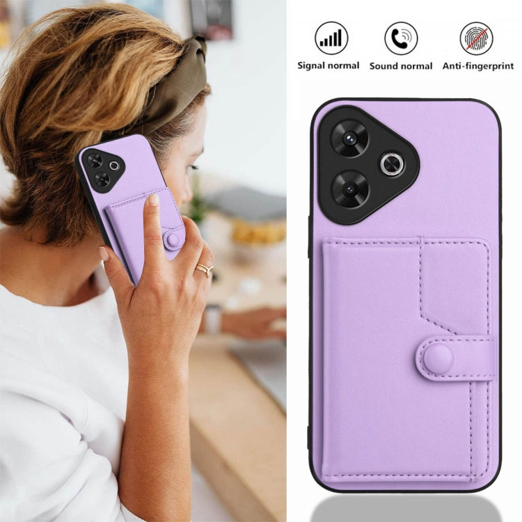 For Redmi Note 13R / 13 4G Button Card Bag RFID Anti-theft Phone Case