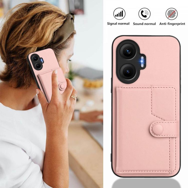 For Redmi Turbo 4 Pro / Xiaomi Poco F7 Button Card Bag RFID Anti-theft Phone Case