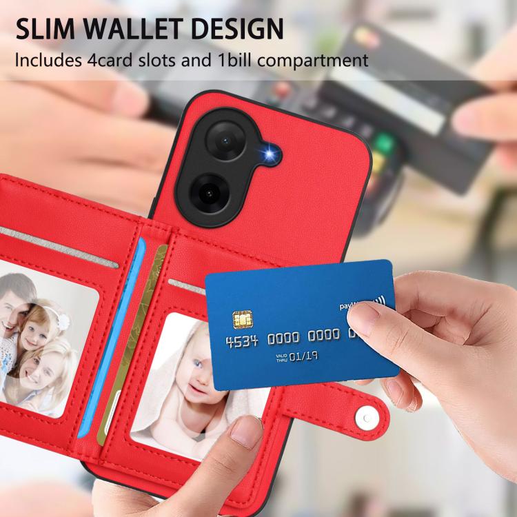 For Redmi A5 4G 171.7mm / Xiaomi Poco C71 Button Card Bag RFID Anti-theft Phone Case