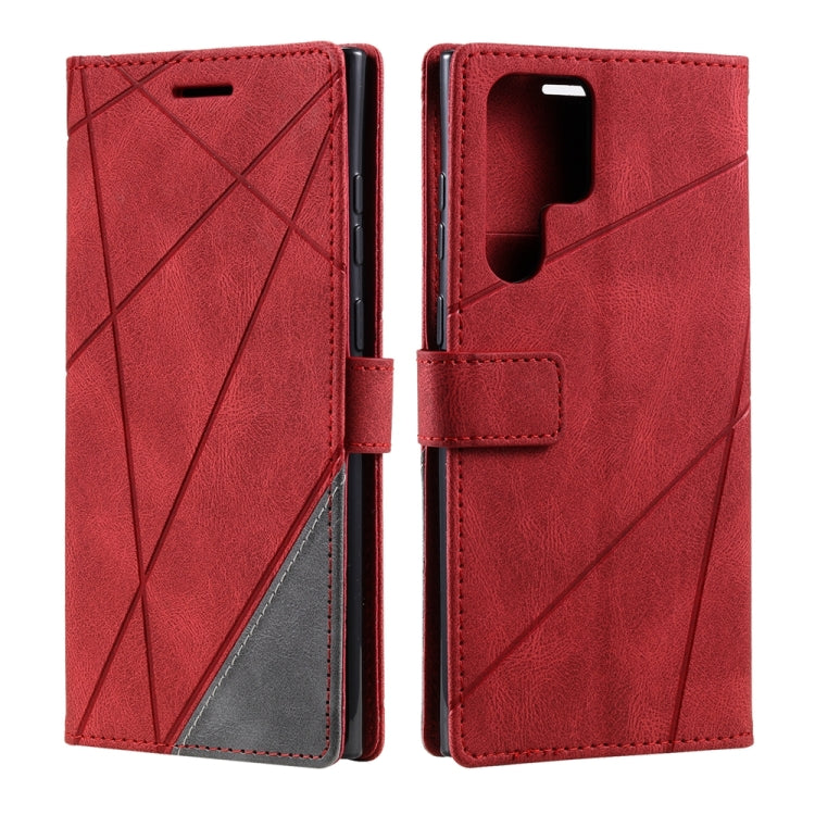 For Samsung Galaxy S25 Ultra 5G Skin Feel Splicing Leather Phone Case