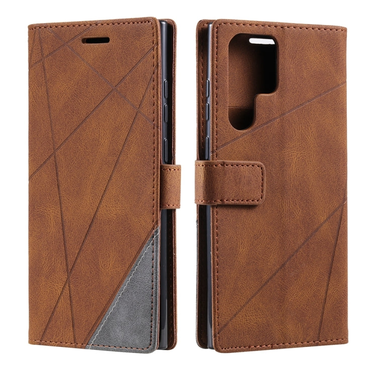 For Samsung Galaxy S25 Ultra 5G Skin Feel Splicing Leather Phone Case