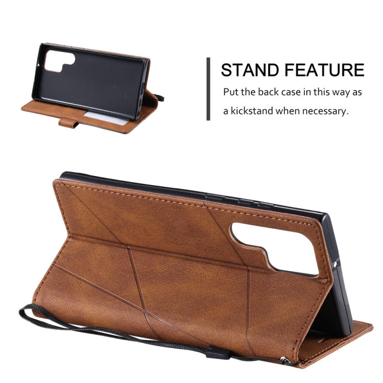 For Samsung Galaxy S25 Ultra 5G Skin Feel Splicing Leather Phone Case