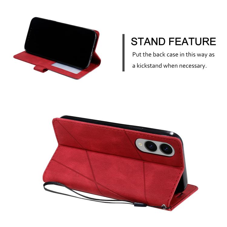 For Samsung Galaxy S25 Edge 5G Skin Feel Splicing Leather Phone Case