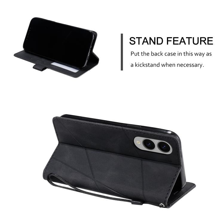 For Samsung Galaxy S25 Edge 5G Skin Feel Splicing Leather Phone Case