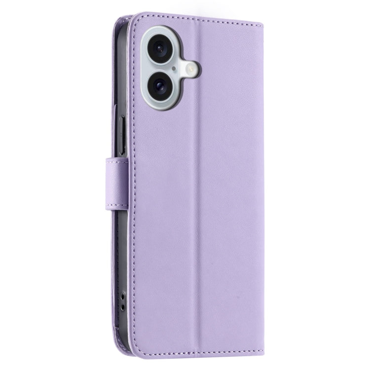 For iPhone 16 Plus Ring Buckle Rhombic Leather Phone Case