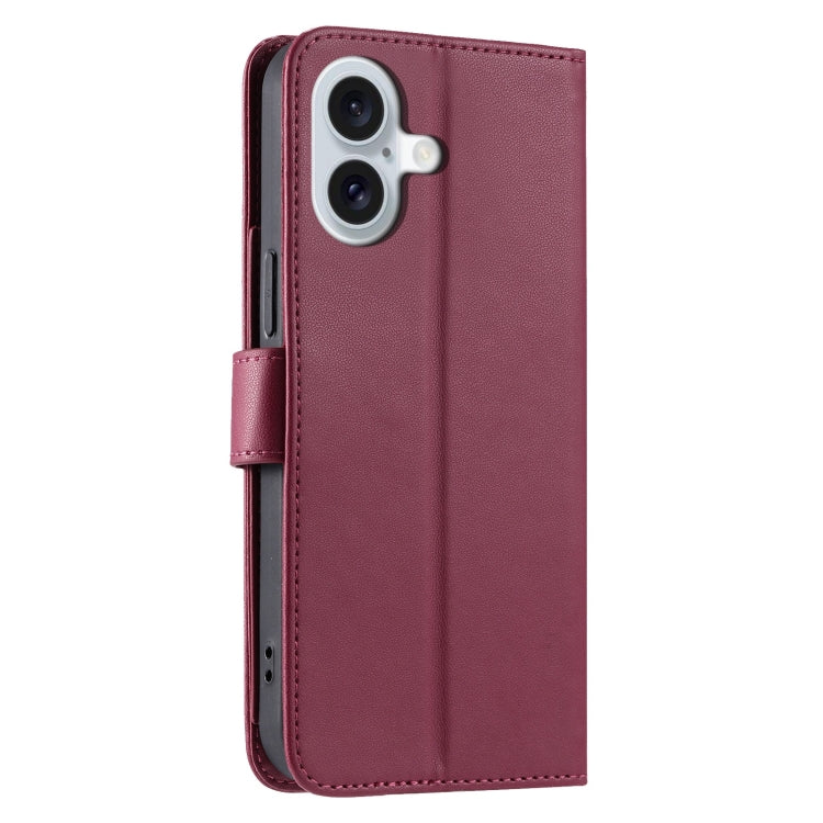 For iPhone 16 Ring Buckle Rhombic Leather Phone Case