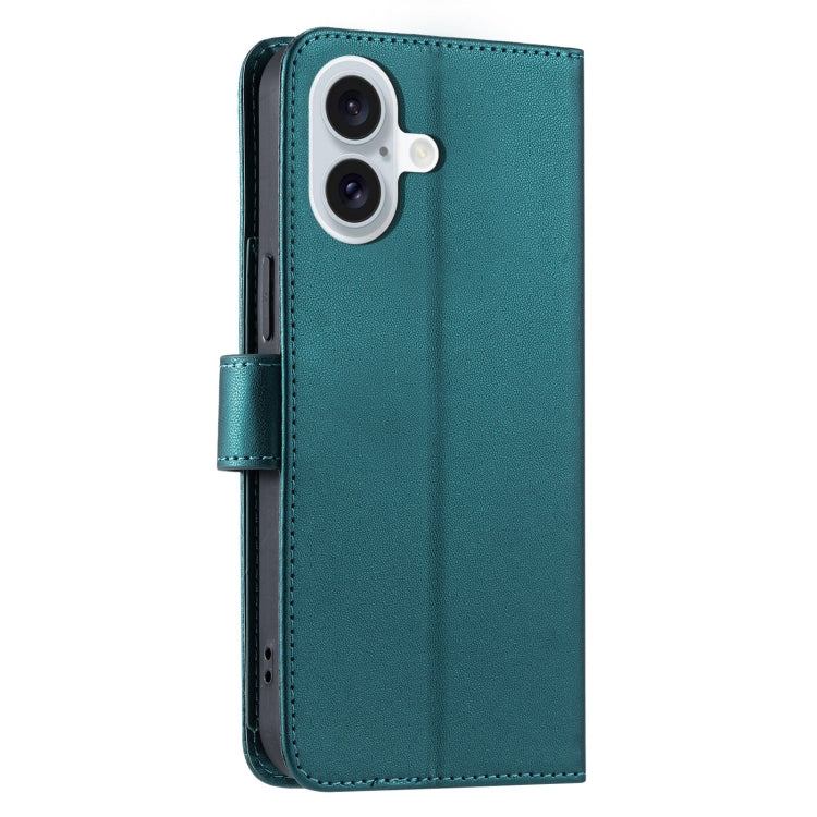 For iPhone 16 Ring Buckle Rhombic Leather Phone Case