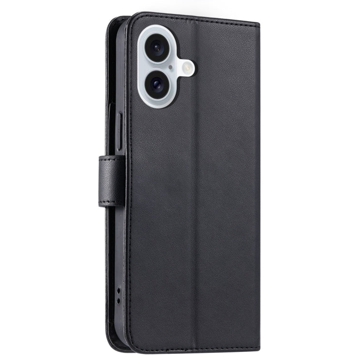 For iPhone 16 Ring Buckle Rhombic Leather Phone Case