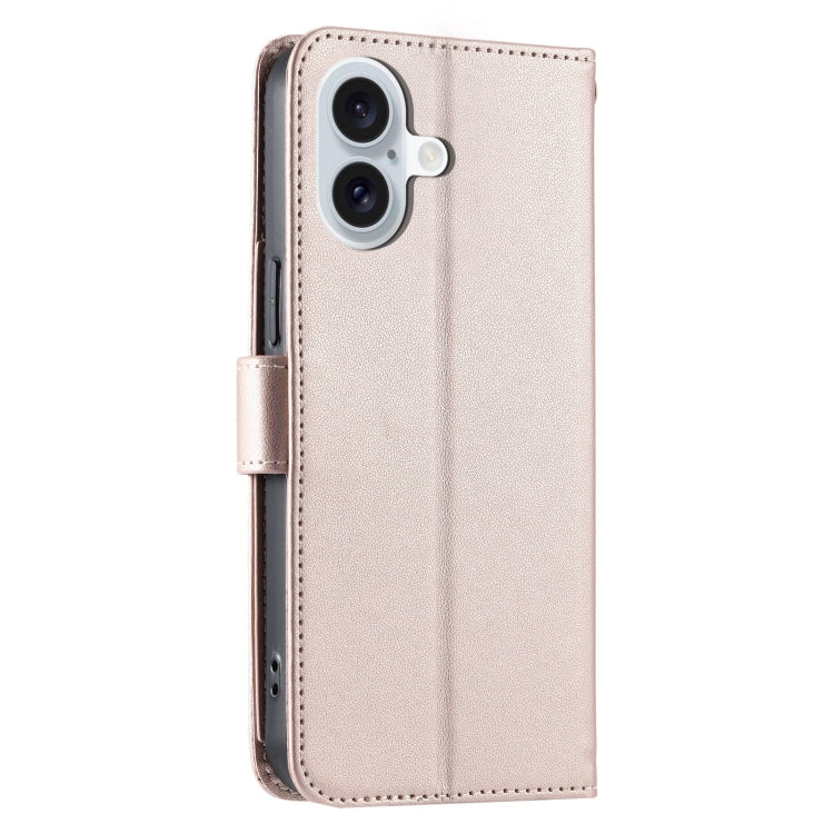 For iPhone 16 Ring Buckle Rhombic Leather Phone Case