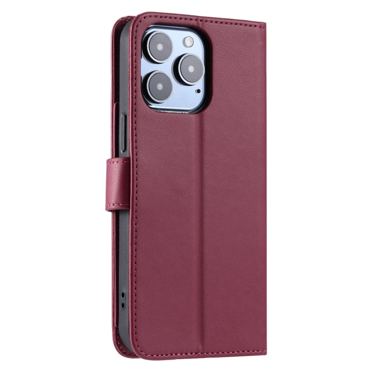 For iPhone 15 Pro Max Ring Buckle Rhombic Leather Phone Case