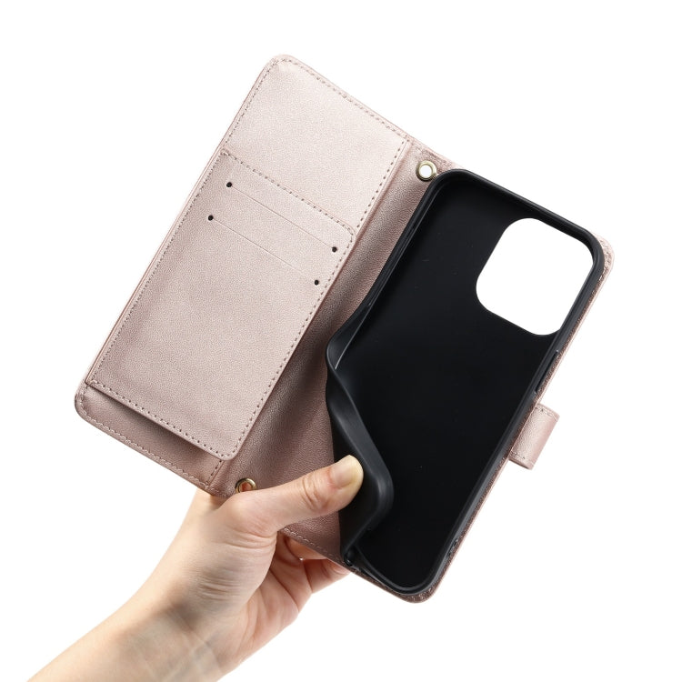 For iPhone 15 Pro Max Ring Buckle Rhombic Leather Phone Case
