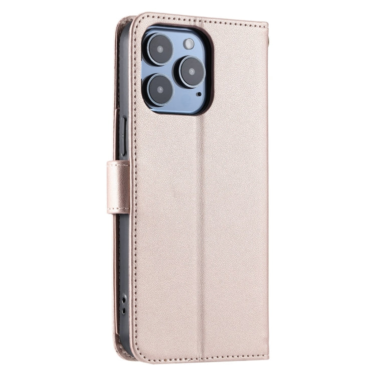 For iPhone 15 Pro Ring Buckle Rhombic Leather Phone Case