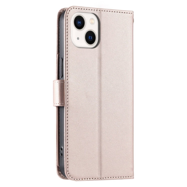 For iPhone 15 Ring Buckle Rhombic Leather Phone Case