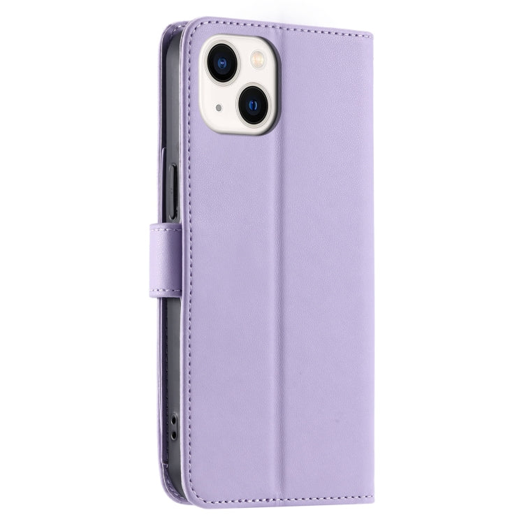 For iPhone 14 Plus Ring Buckle Rhombic Leather Phone Case