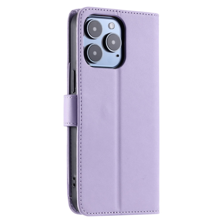 For iPhone 13 Pro Max Ring Buckle Rhombic Leather Phone Case