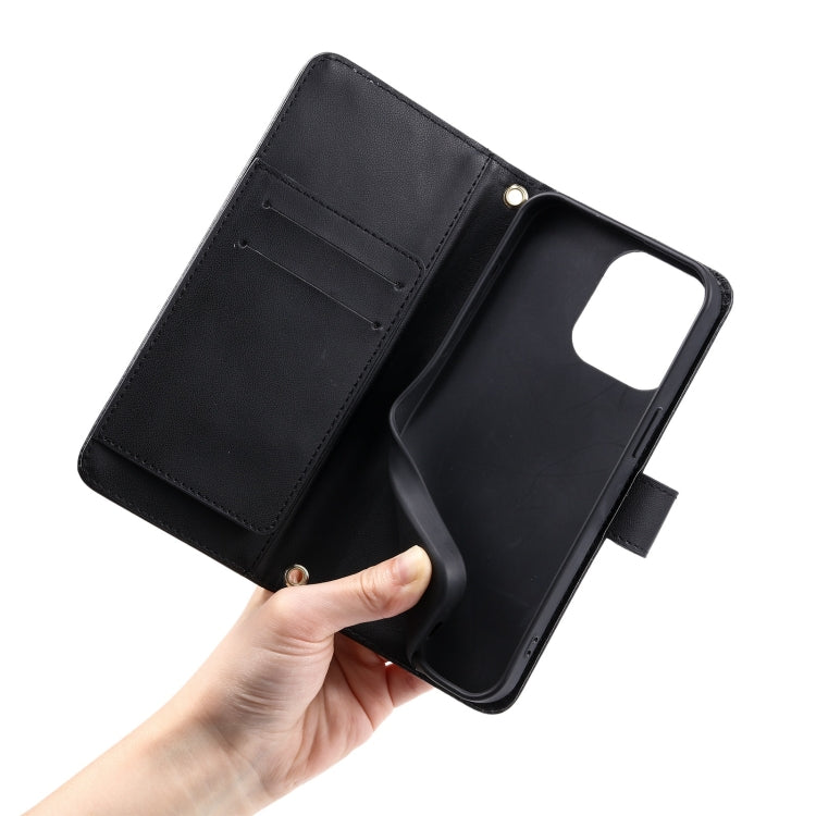 For iPhone 13 Pro Ring Buckle Rhombic Leather Phone Case