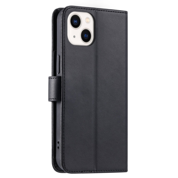 For iPhone 13 mini Ring Buckle Rhombic Leather Phone Case