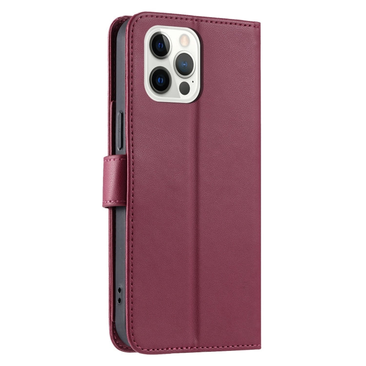 For iPhone 12 / 12 Pro Ring Buckle Rhombic Leather Phone Case