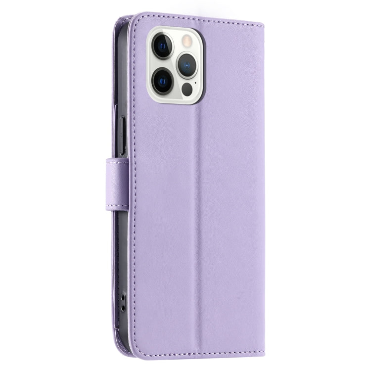 For iPhone 12 Pro Max Ring Buckle Rhombic Leather Phone Case