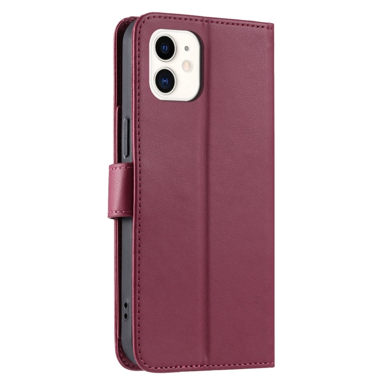 For iPhone 12 mini Ring Buckle Rhombic Leather Phone Case