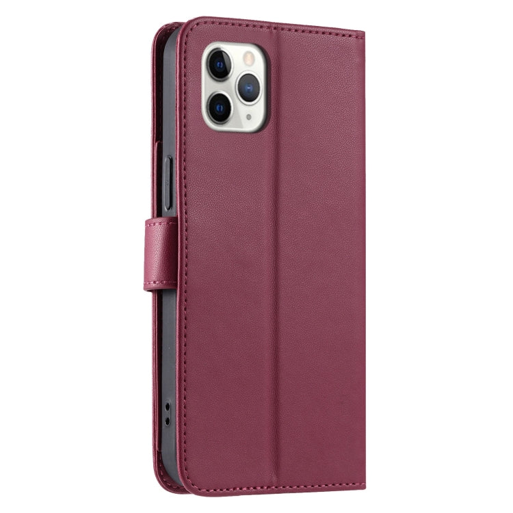 For iPhone 11 Pro Max Ring Buckle Rhombic Leather Phone Case