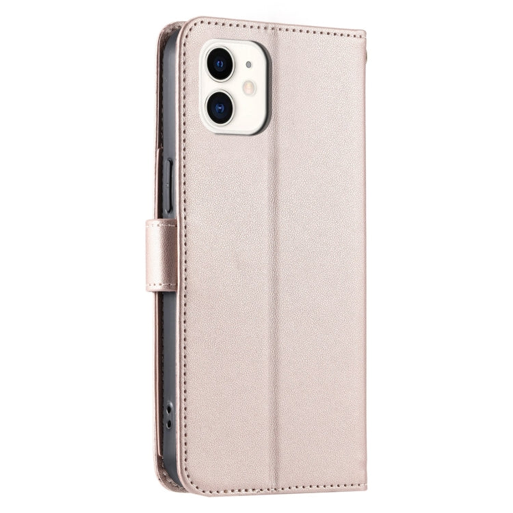 For iPhone 11 Ring Buckle Rhombic Leather Phone Case