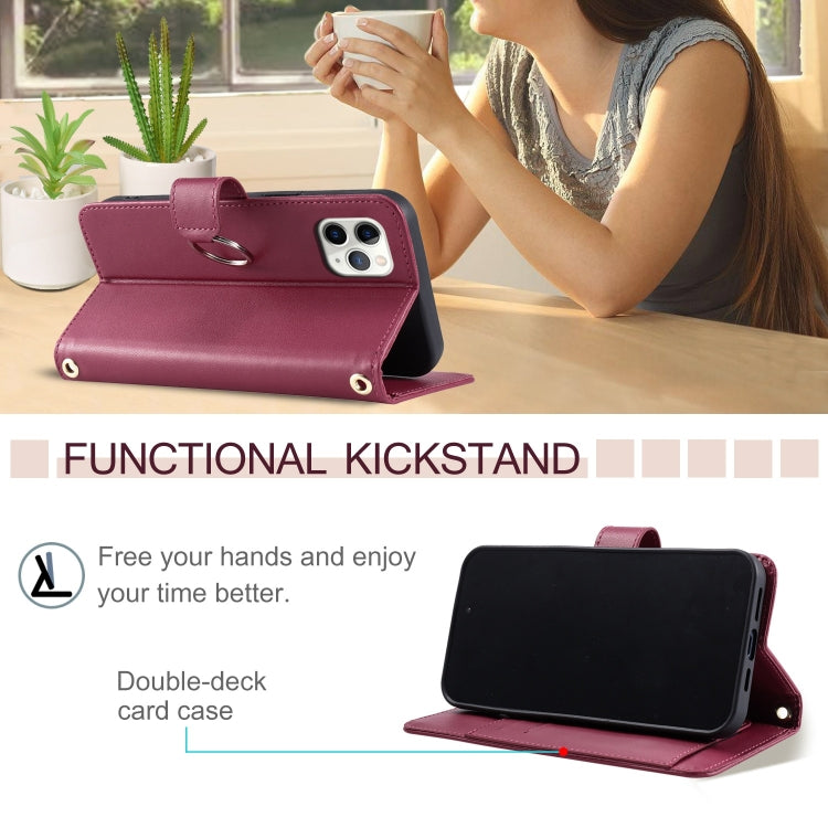 For iPhone 11 Pro Ring Buckle Rhombic Leather Phone Case