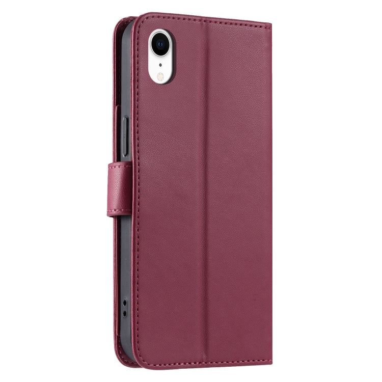 For iPhone XR Ring Buckle Rhombic Leather Phone Case